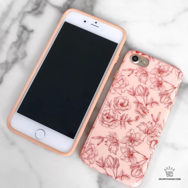 Nude Red Chrome Floral iPhone Case - Image 43