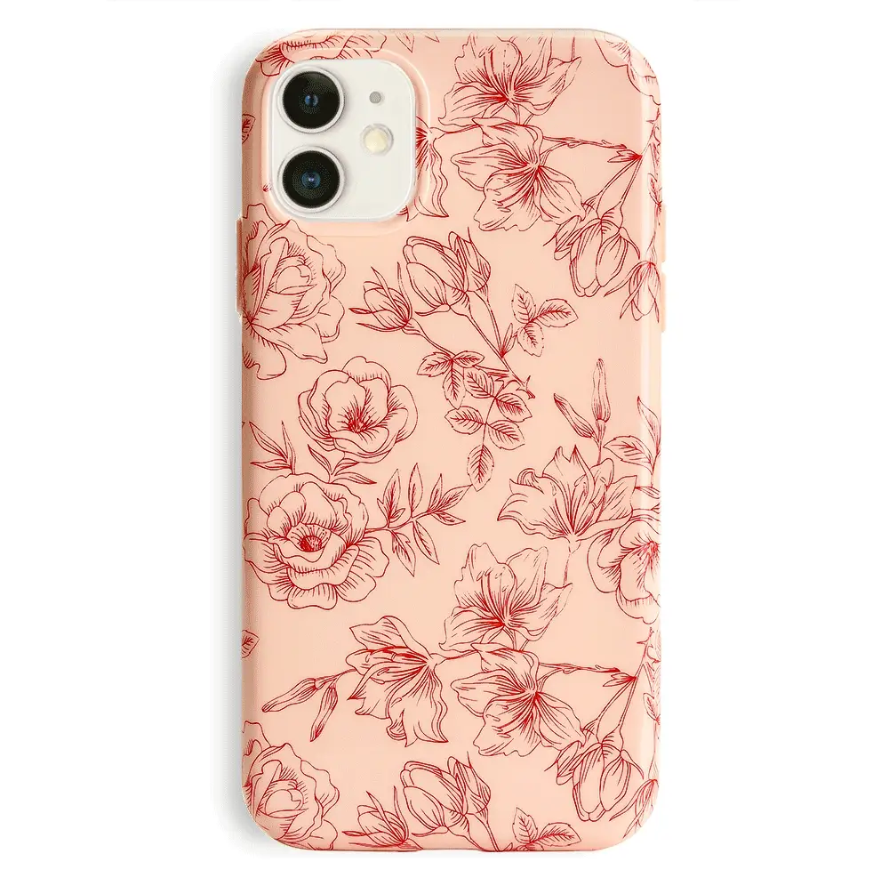 Nude Red Chrome Floral iPhone Case - Image 59