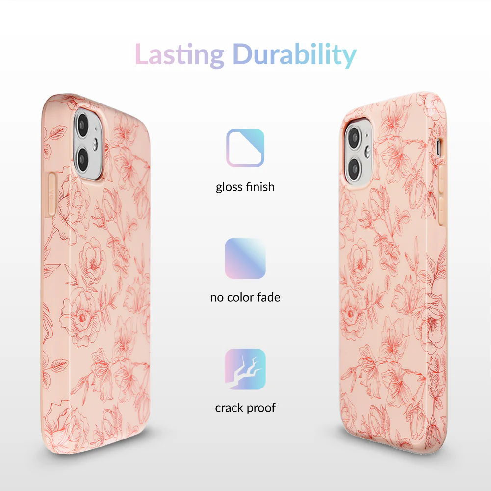 Nude Red Chrome Floral iPhone Case - Image 62
