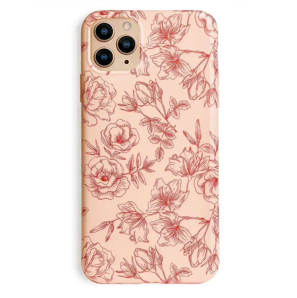 Nude Red Chrome Floral iPhone Case - Image 64