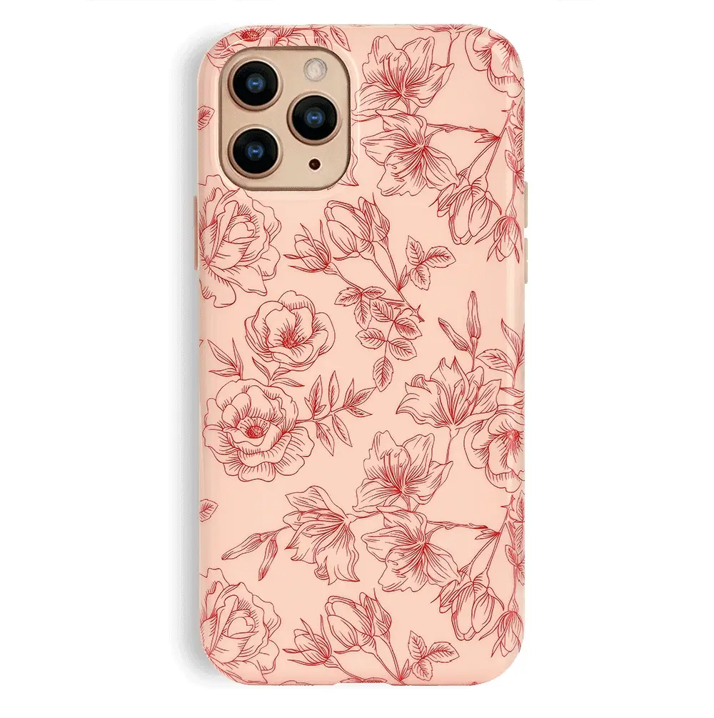 Nude Red Chrome Floral iPhone Case - Image 69