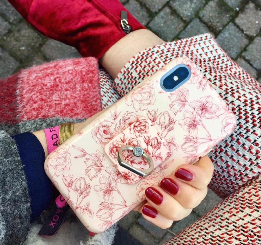 Nude Red Chrome Floral iPhone Case - Image 9