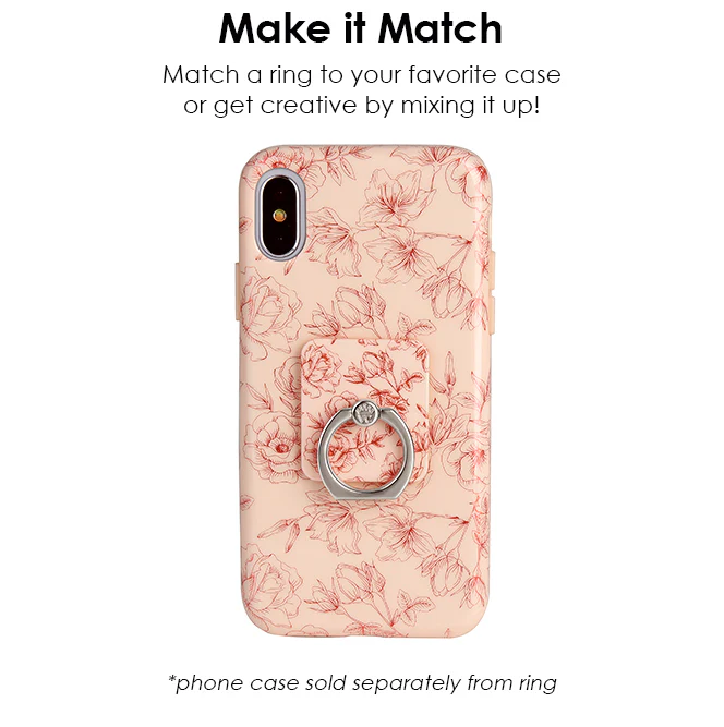 Nude Red Chrome Floral Phone Ring - Image 3