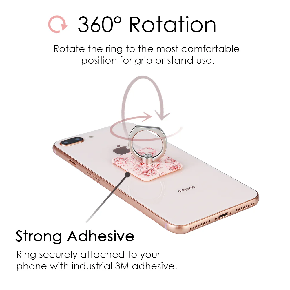 Nude Red Chrome Floral Phone Ring - Image 4