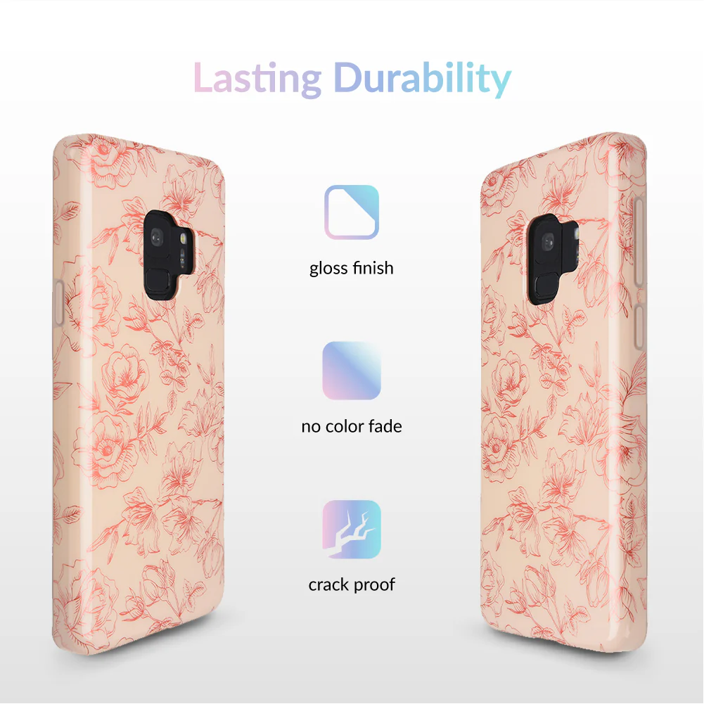 Nude Red Chrome Floral Samsung Galaxy Case - Image 20