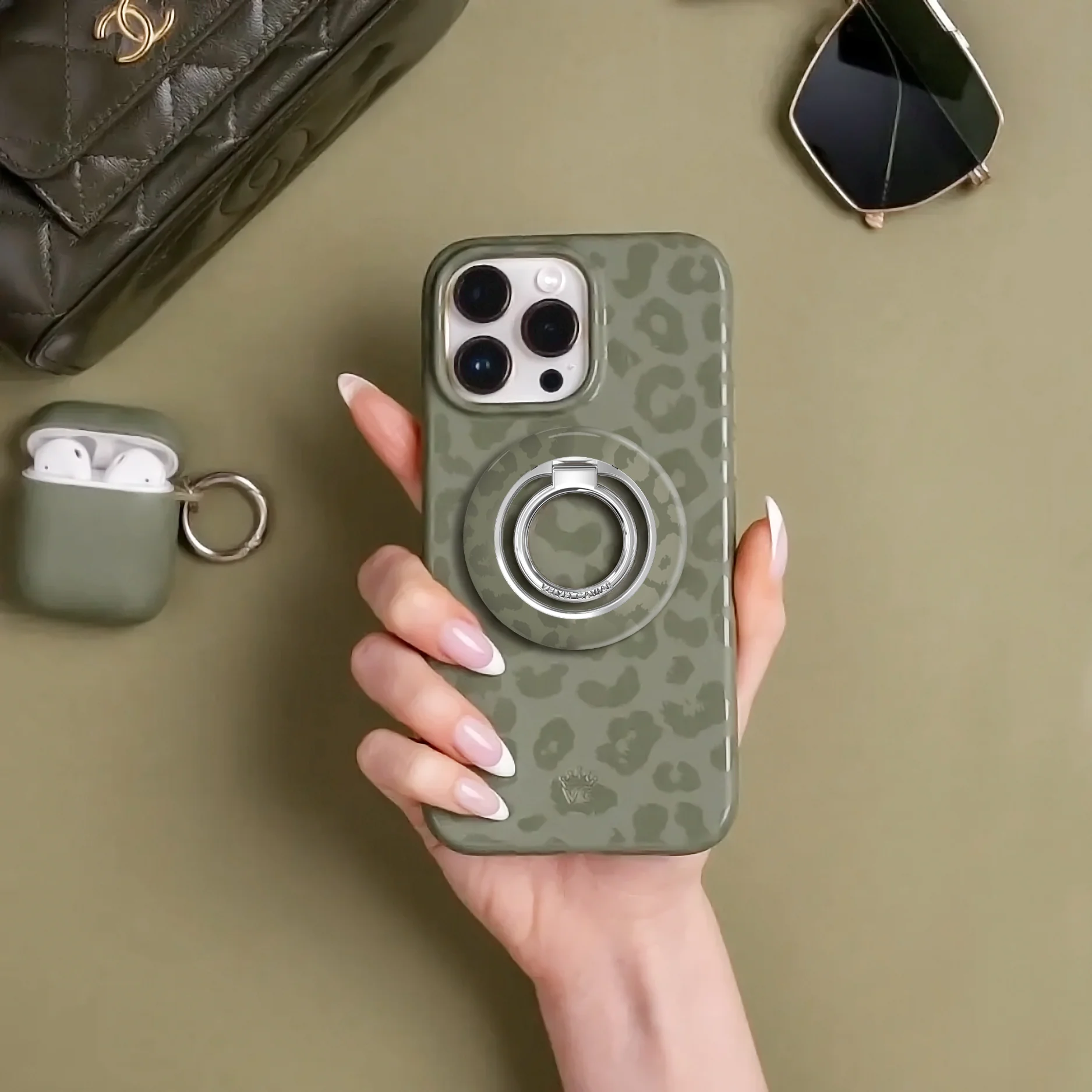 Olive Leopard MagSafe Grip Ring - Image 6