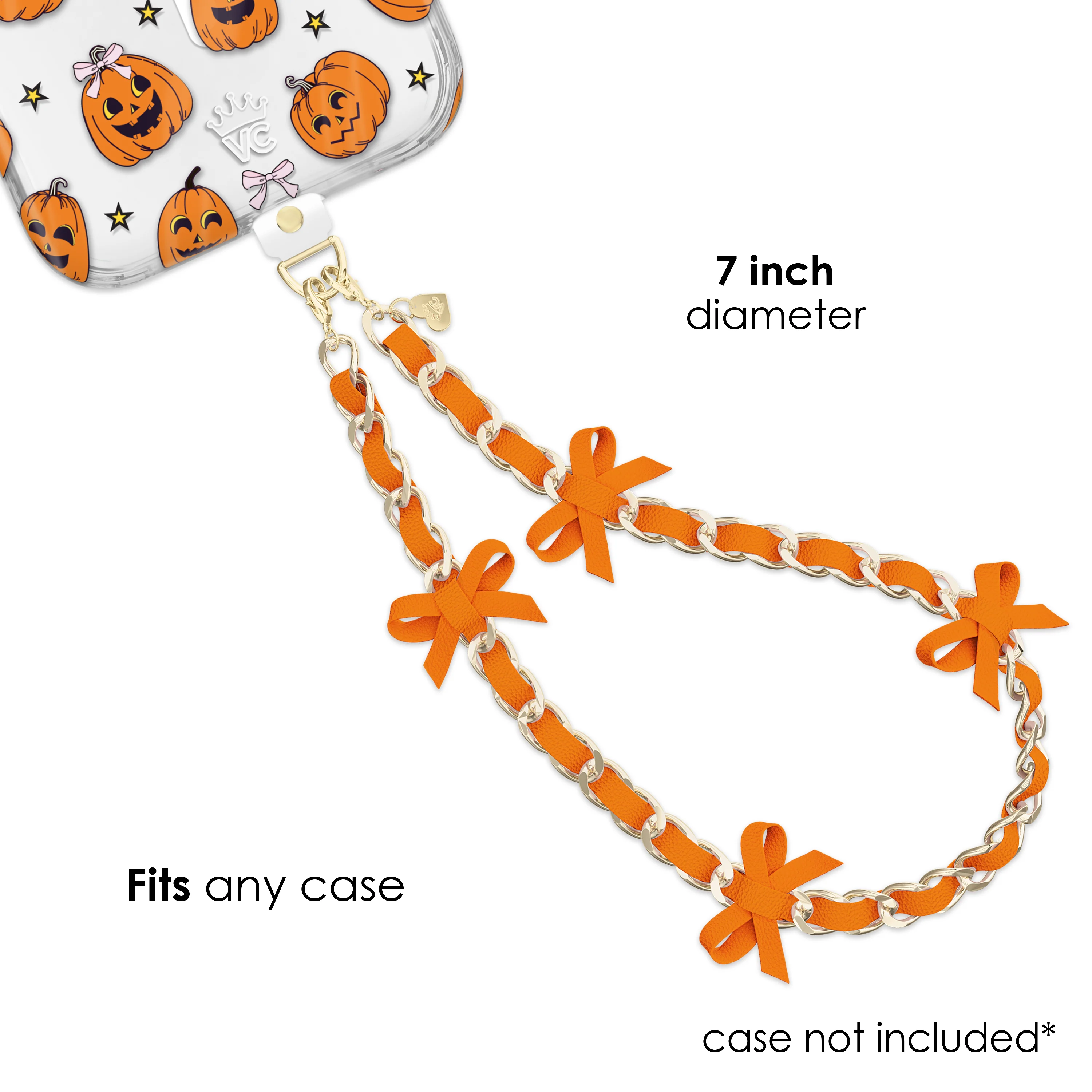 Orange Bow Leather Chain Phone Charm - Image 4