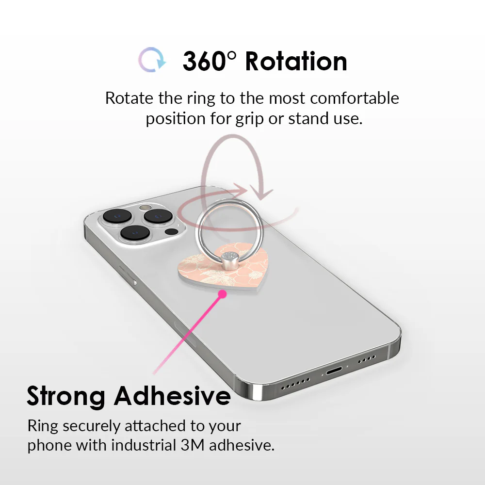 Peach Blossom Floral Phone Ring - Image 4