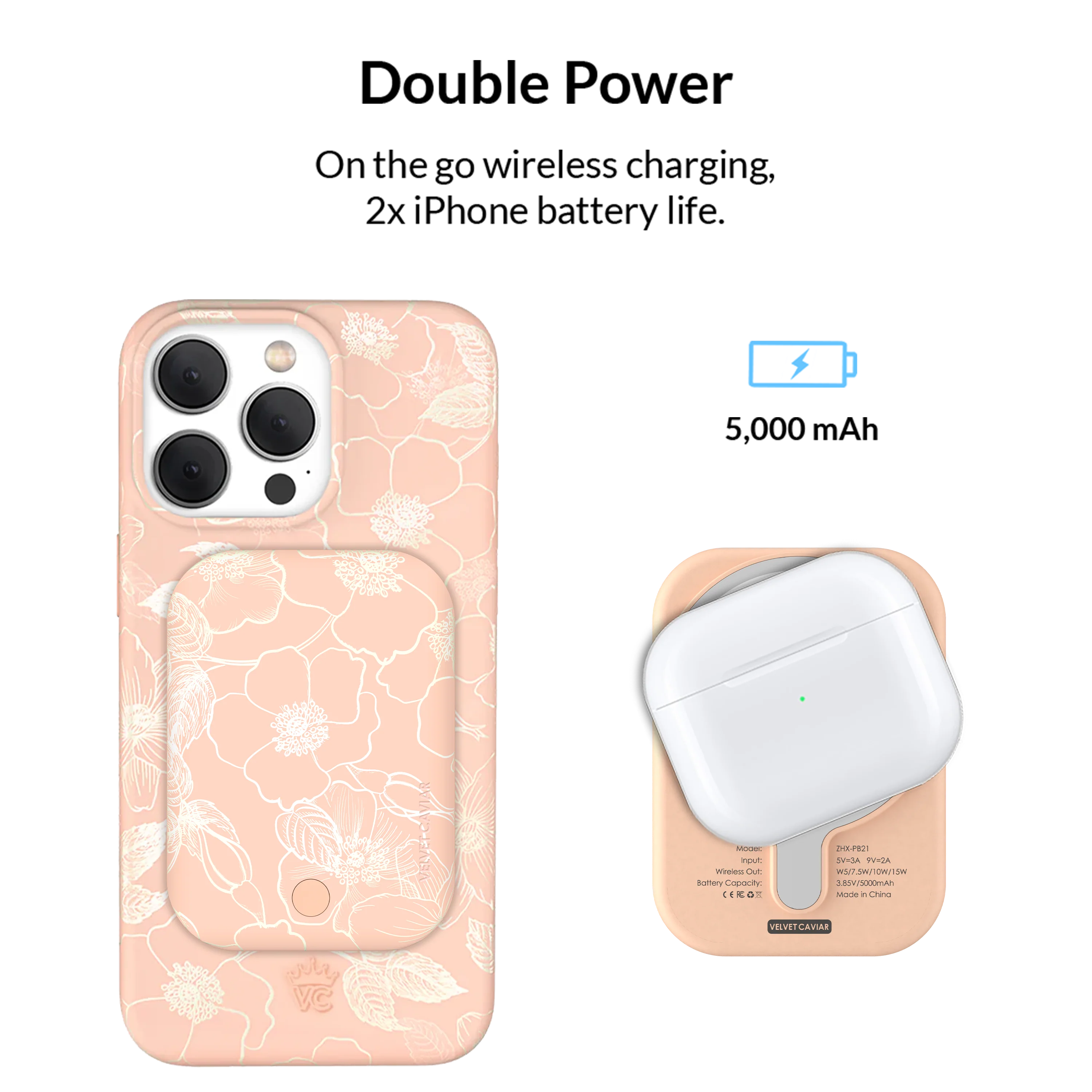 Peach Blossom MagSafe Battery Power Pack - Image 3