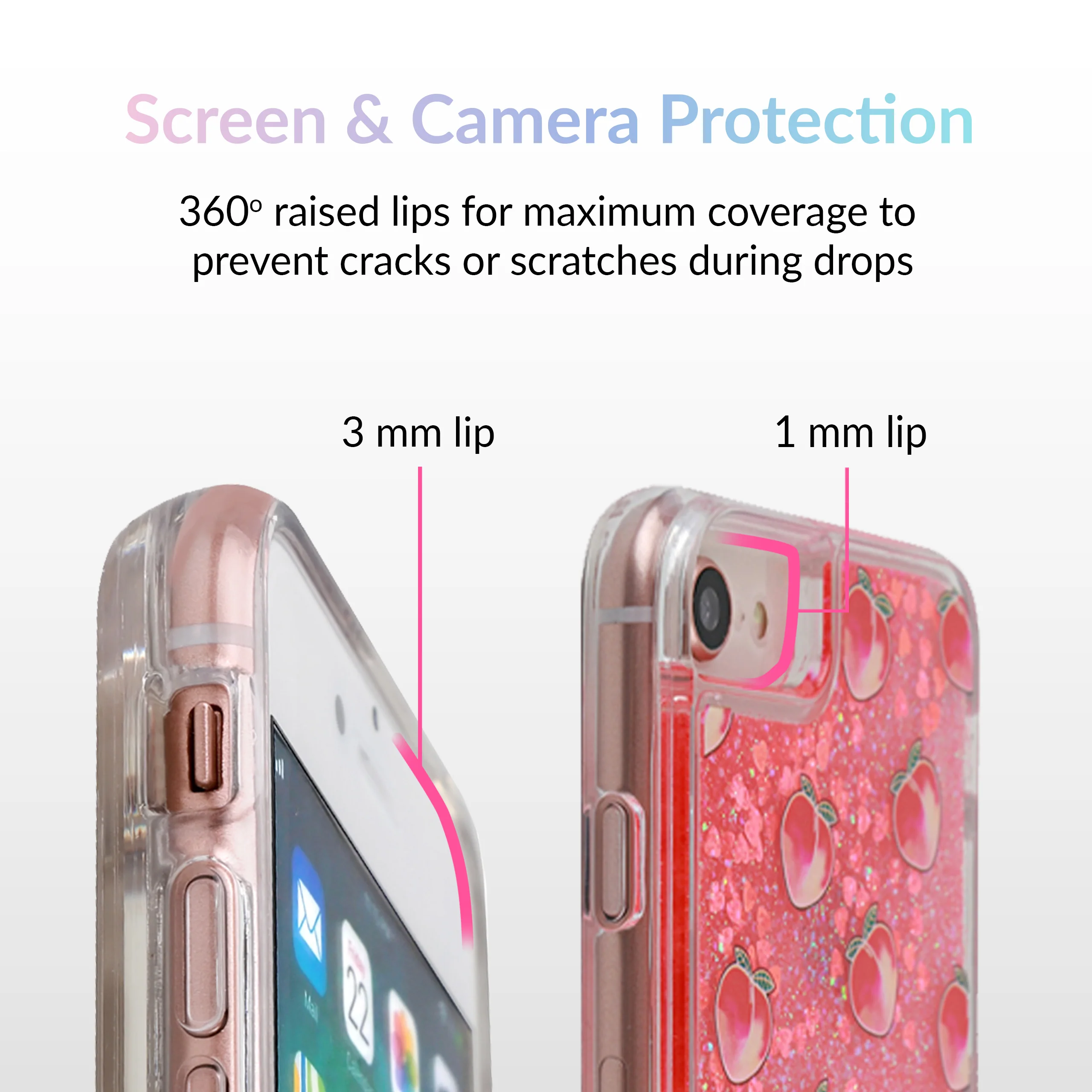 Peach Clear Glitter iPhone Case - Image 39