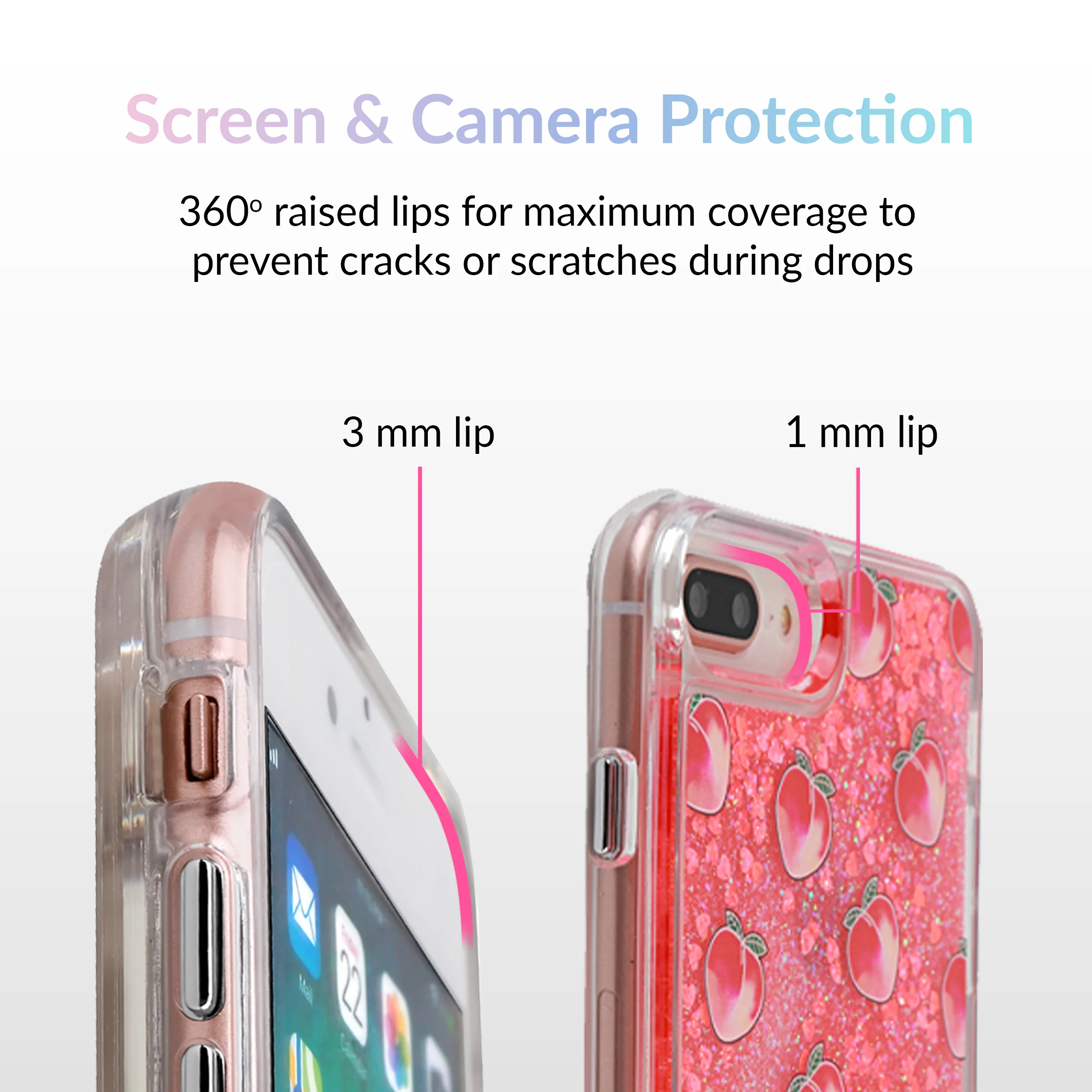 Peach Clear Glitter iPhone Case - Image 48
