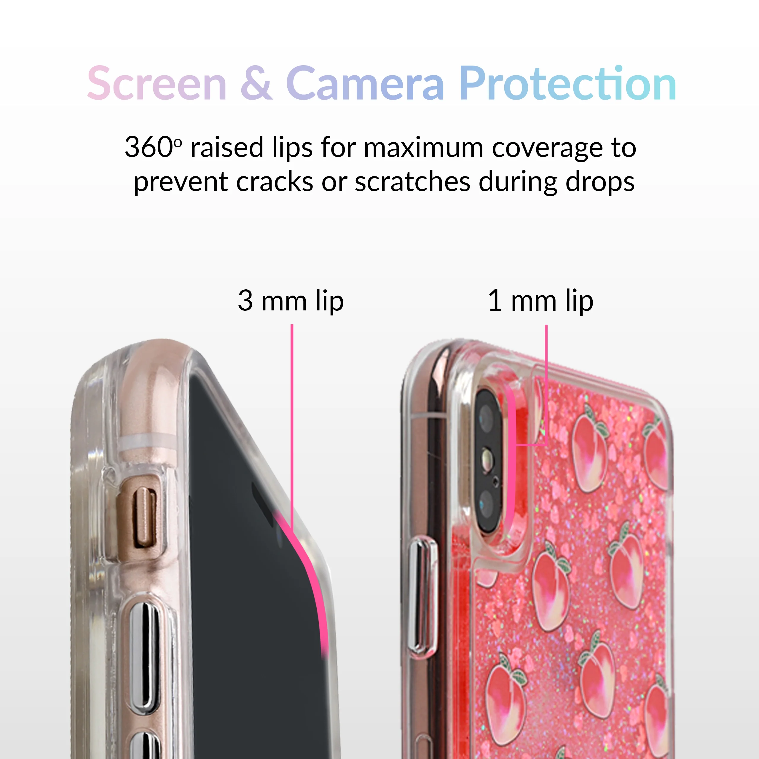 Peach Clear Glitter iPhone Case - Image 57