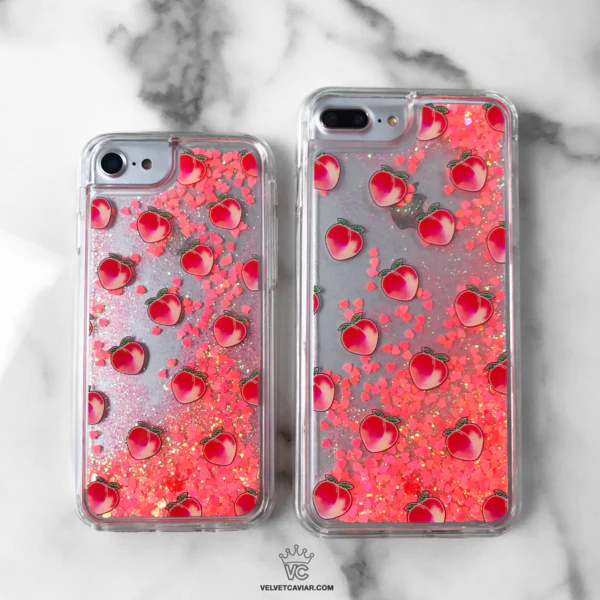 Peach Clear Glitter iPhone Case - Image 74