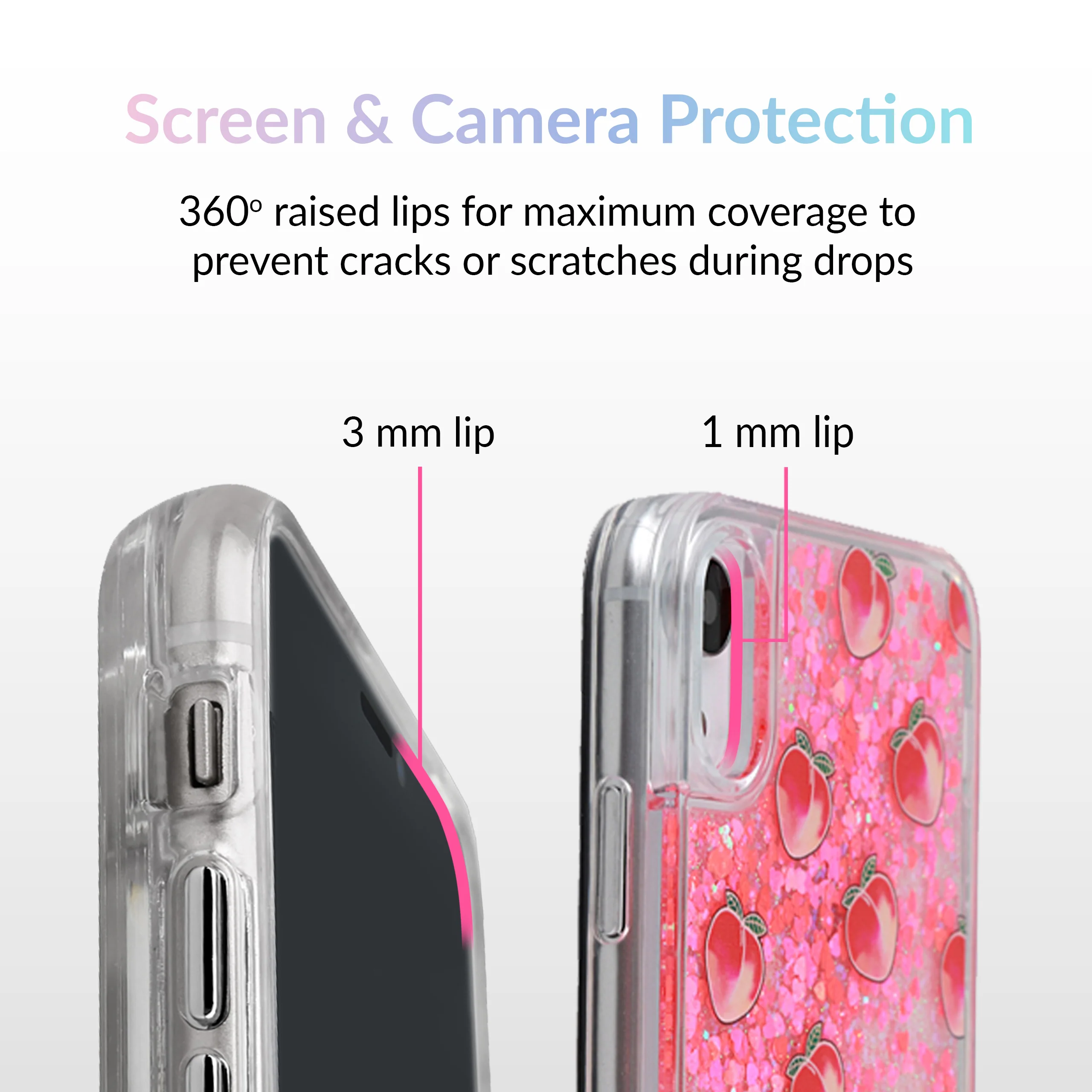 Peach Clear Glitter iPhone Case - Image 77