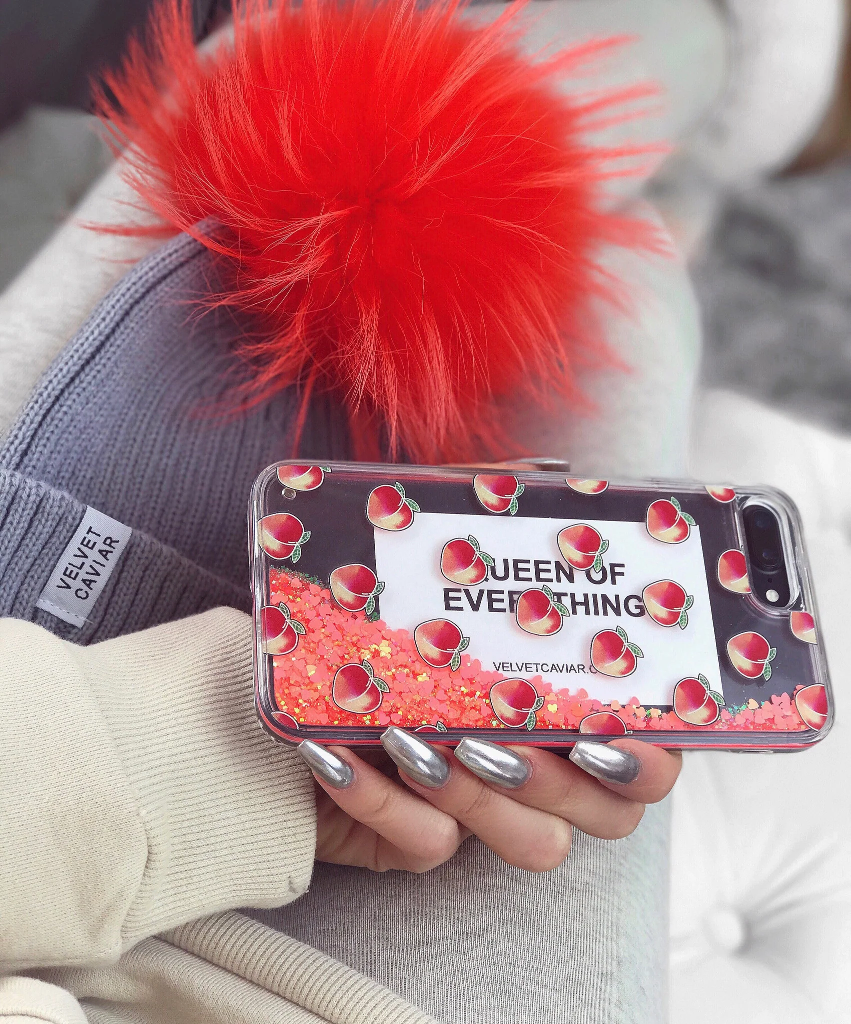 Peach Clear Glitter iPhone Case - Image 9