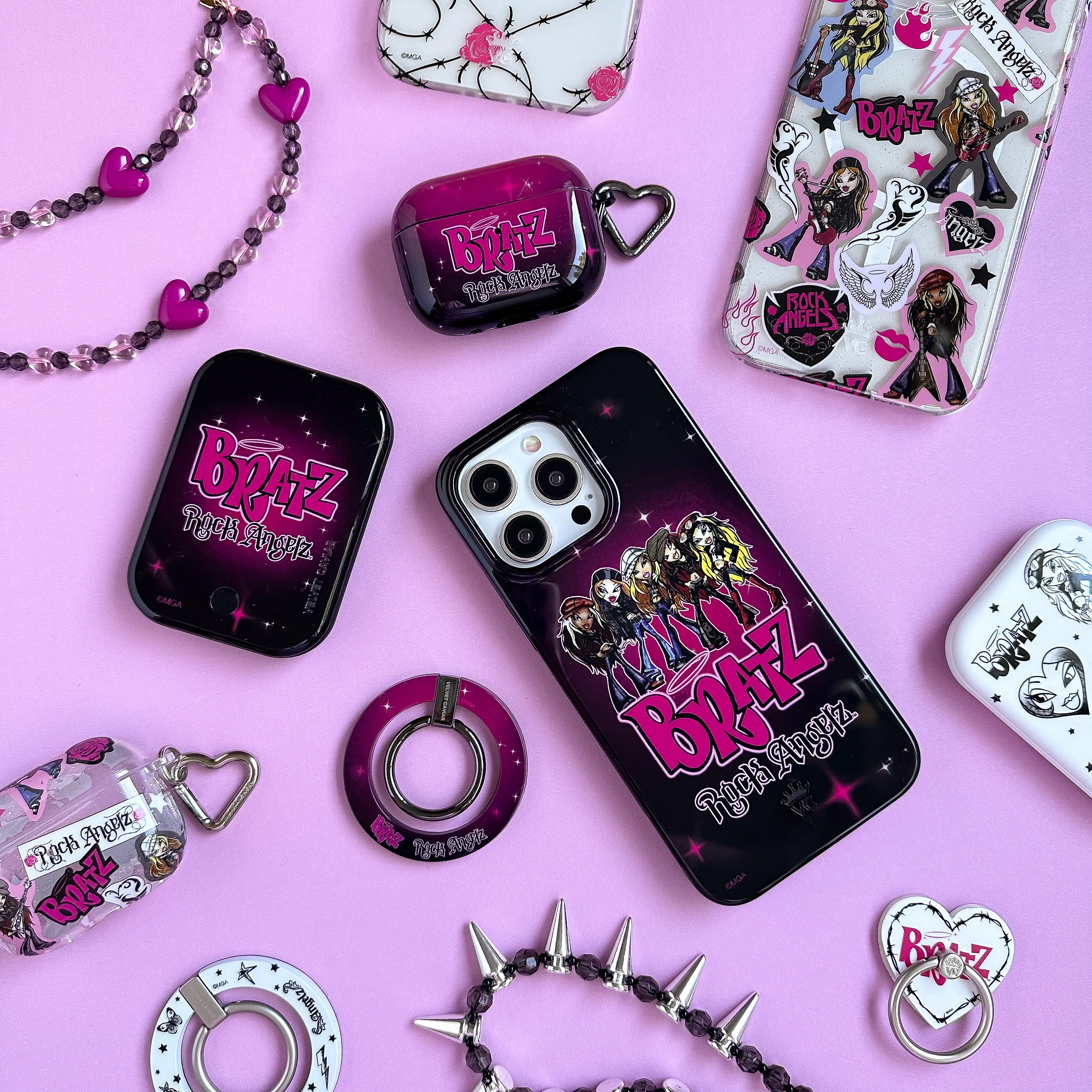 Pink & Black Heart Phone Charm - Image 2