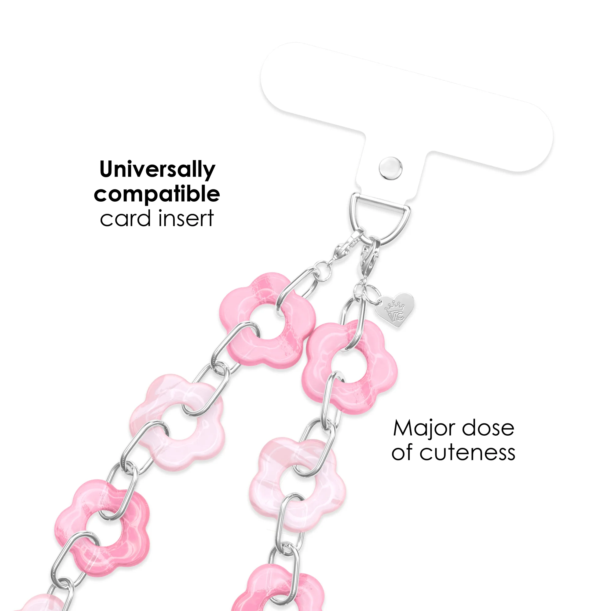 Pink Blossom Chain Phone Charm - Image 3