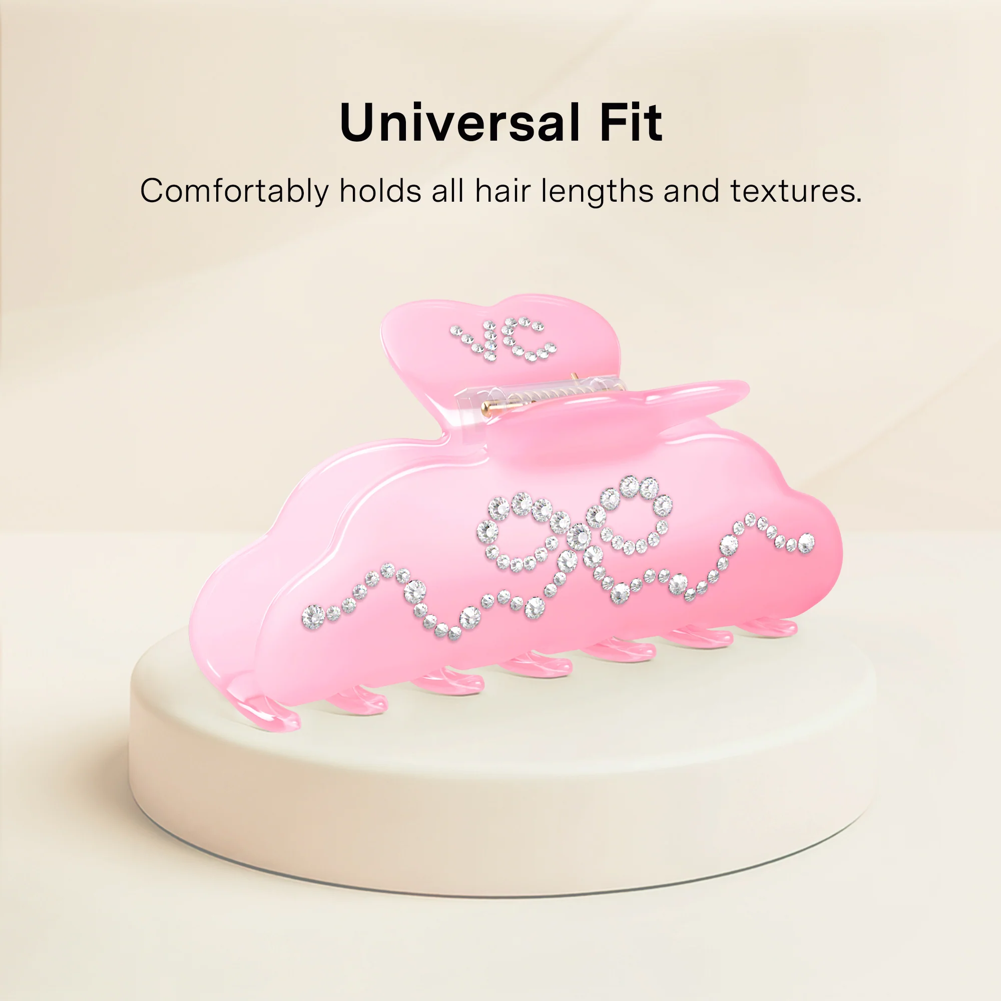 Pink Crystal Bow Hair Clip - Image 3