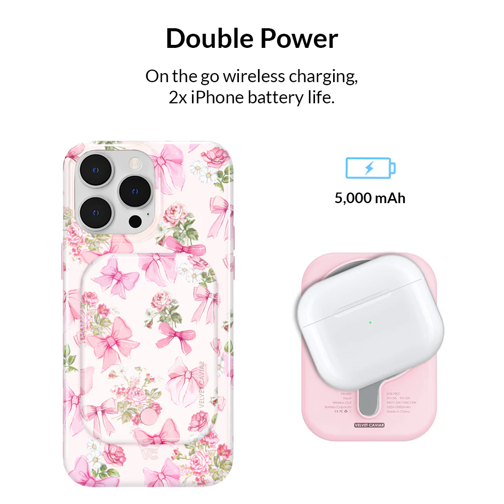 Posie Pink Bow MagSafe Battery Power Pack - Image 3