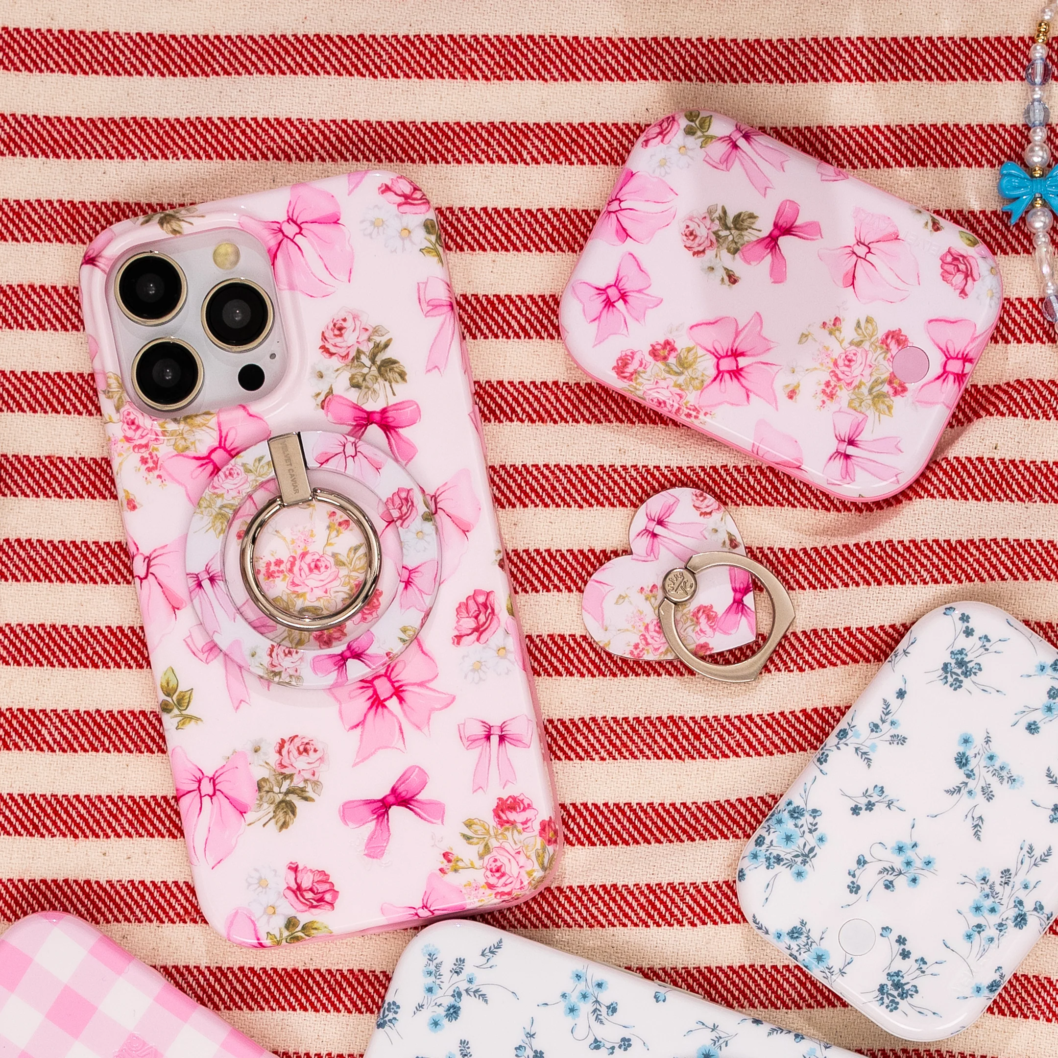 Posie Pink Bow Phone Ring - Image 2