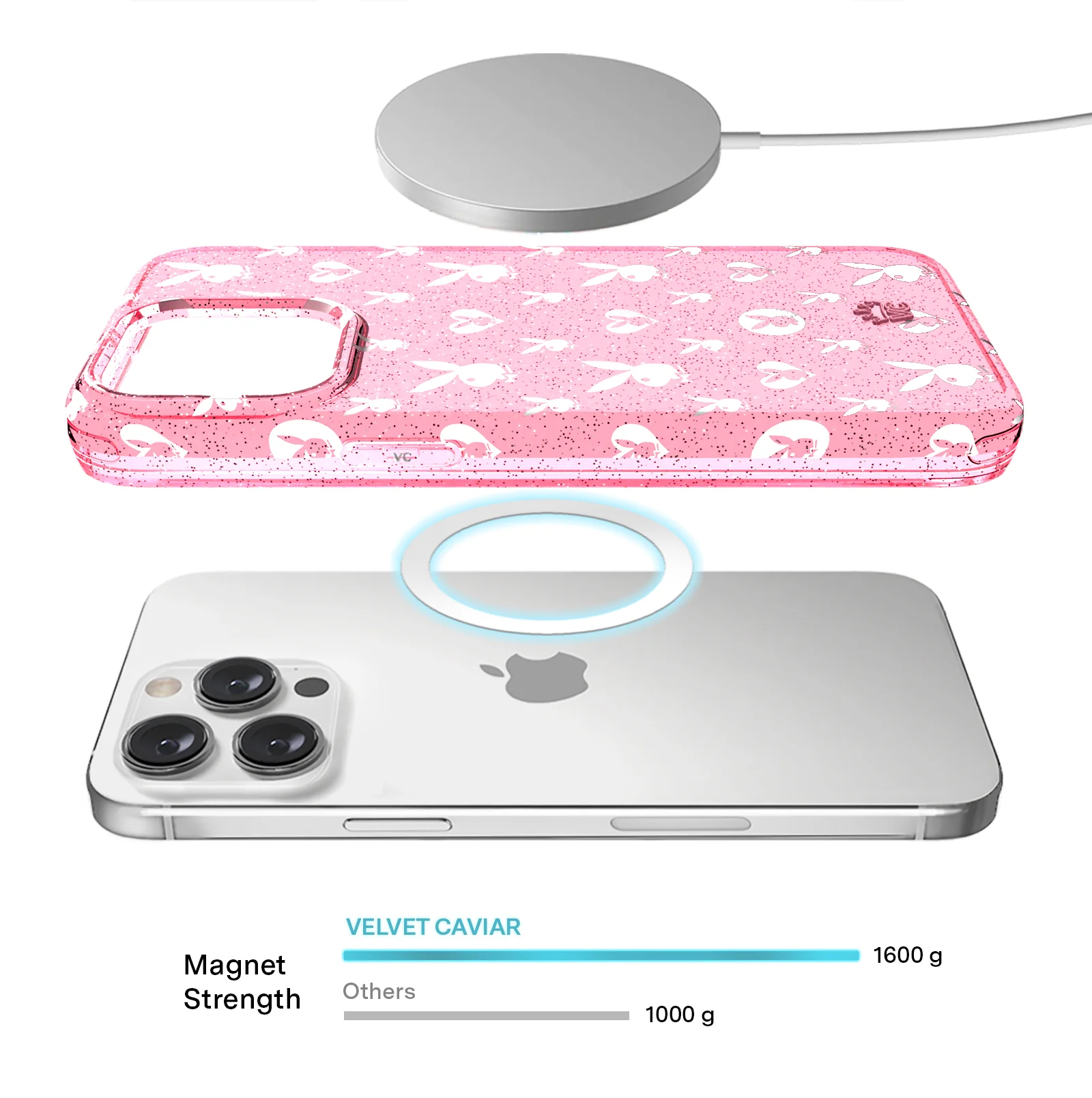 Playboy Pink Bunny Glitter iPhone Case - Image 99