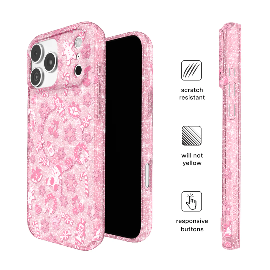 Pink Christmas Glitter iPhone Case - Image 15