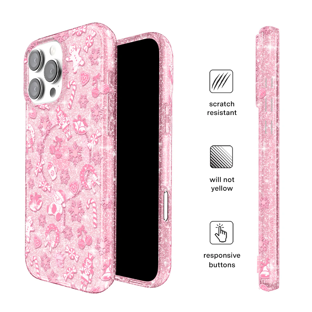 Pink Christmas Glitter iPhone Case - Image 25