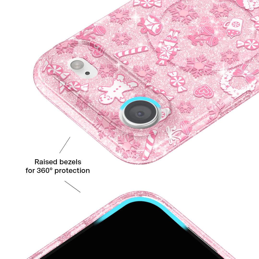Pink Christmas Glitter iPhone Case - Image 3