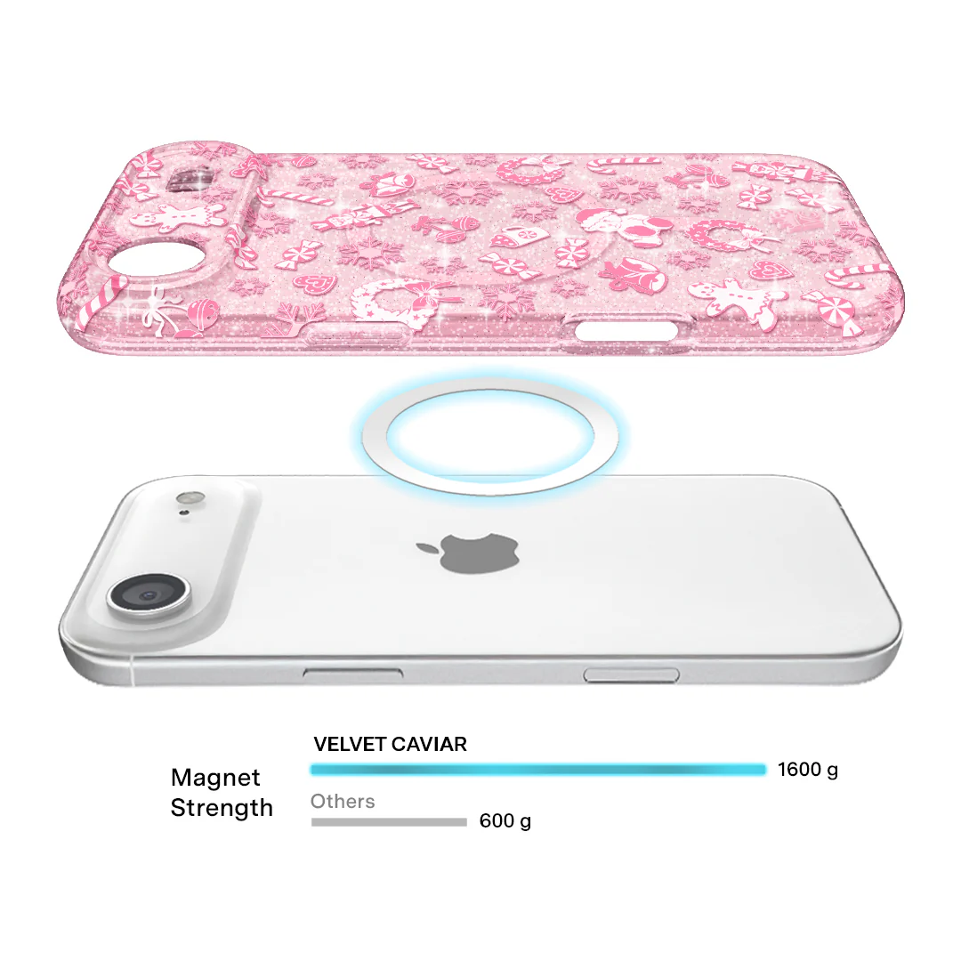 Pink Christmas Glitter iPhone Case - Image 4