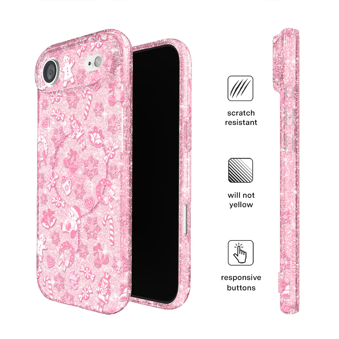 Pink Christmas Glitter iPhone Case - Image 5