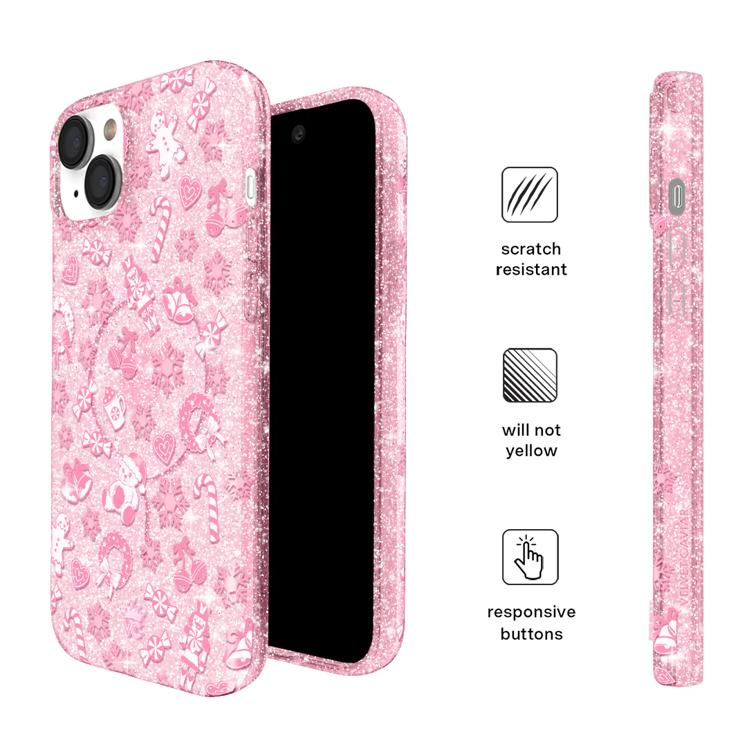 Pink Christmas Glitter iPhone Case - Image 60