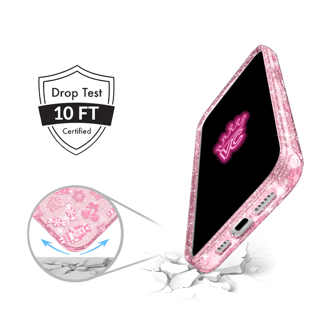 Pink Christmas Glitter iPhone Case - Image 62