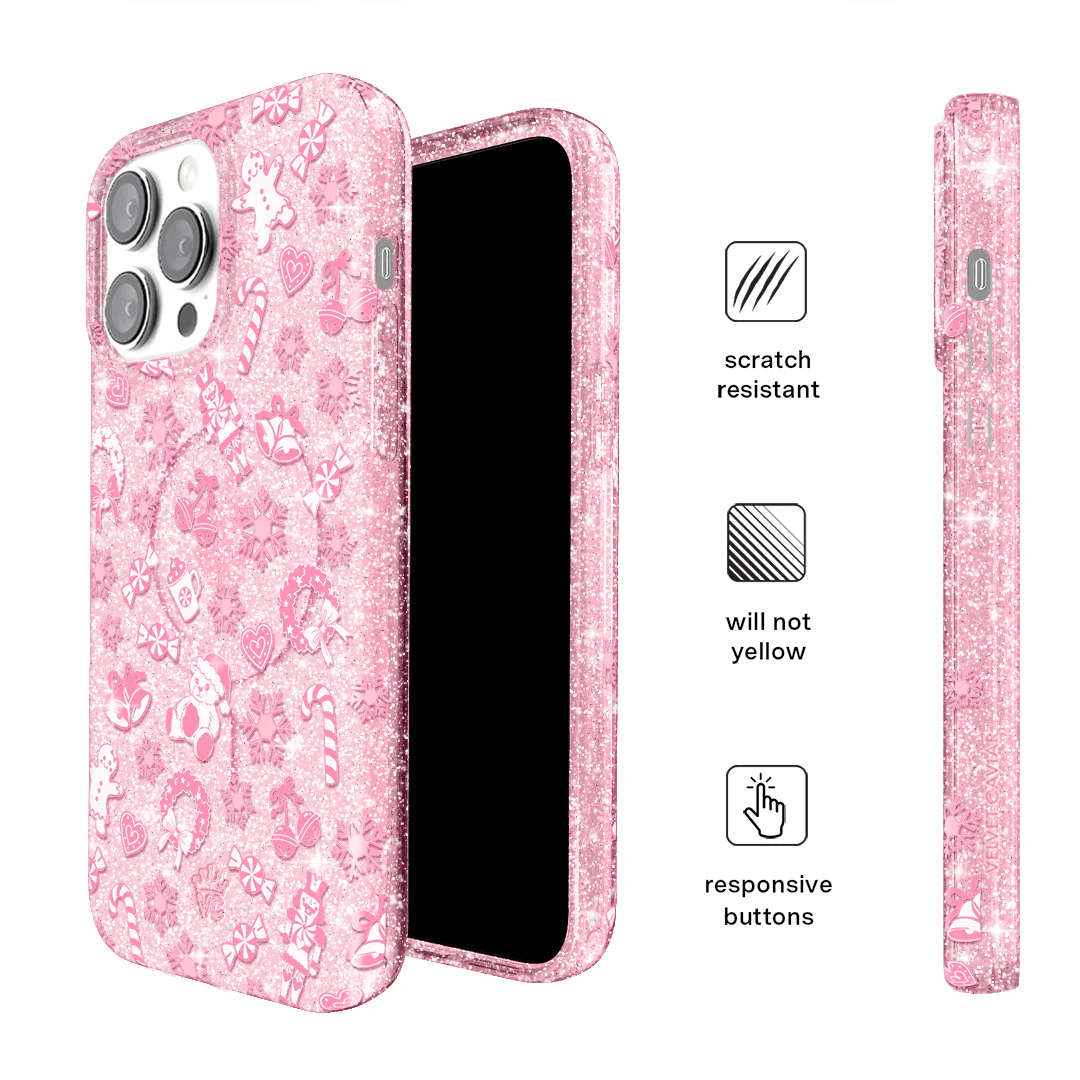 Pink Christmas Glitter iPhone Case - Image 65