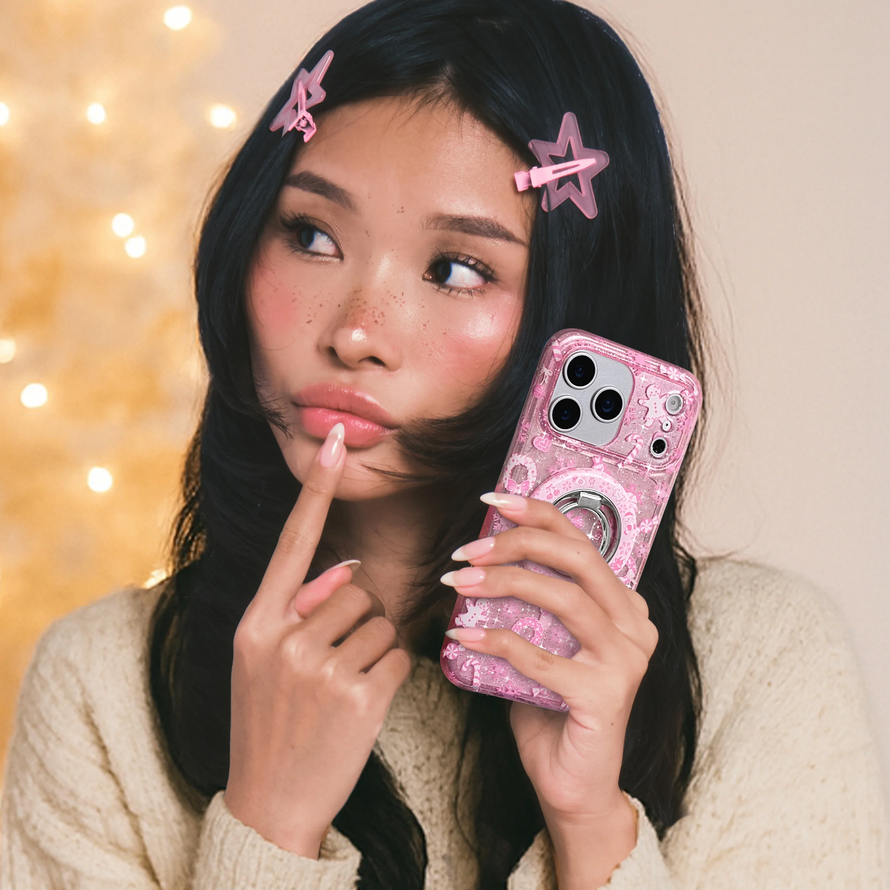 Pink Christmas MagSafe Grip Ring - Image 2