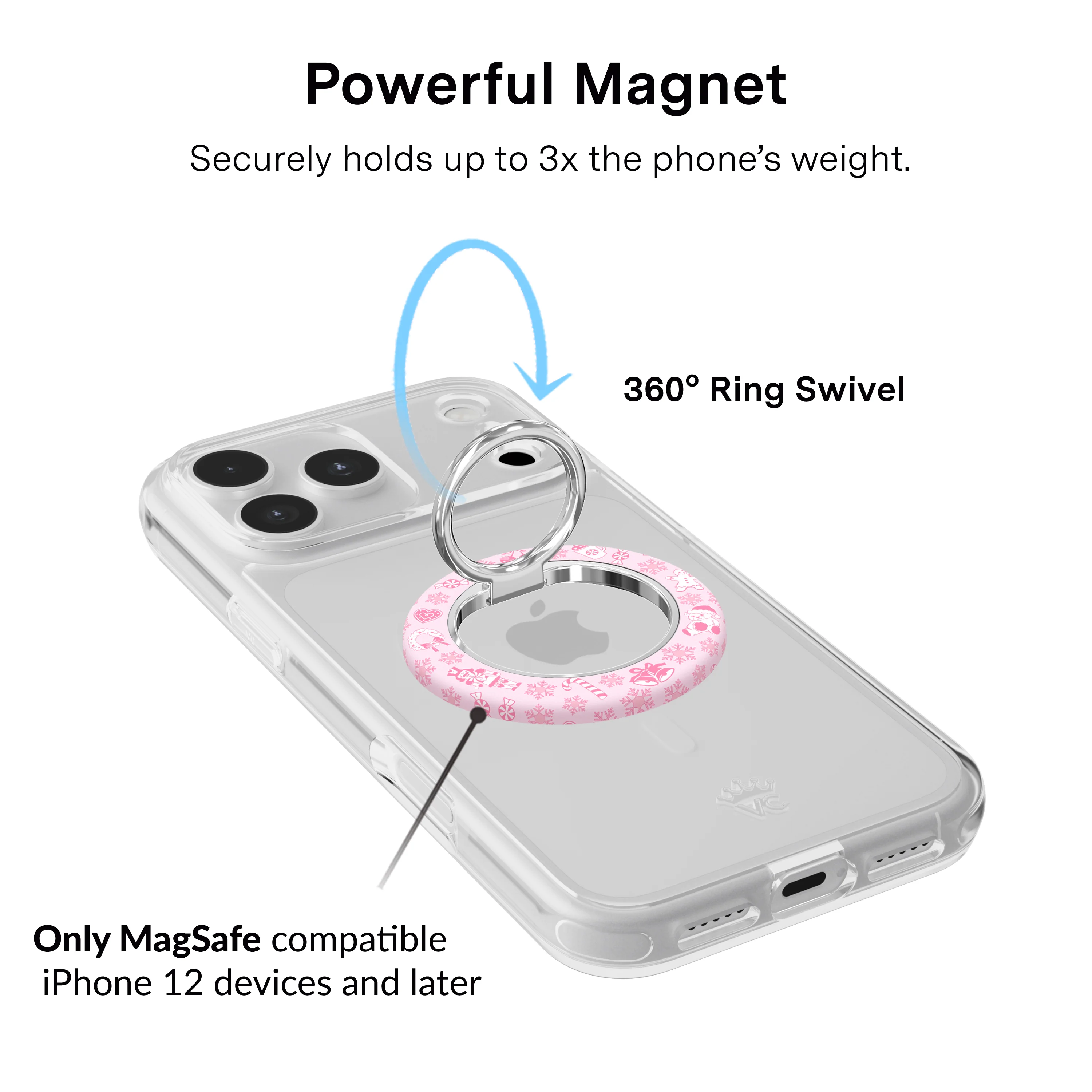Pink Christmas MagSafe Grip Ring - Image 3