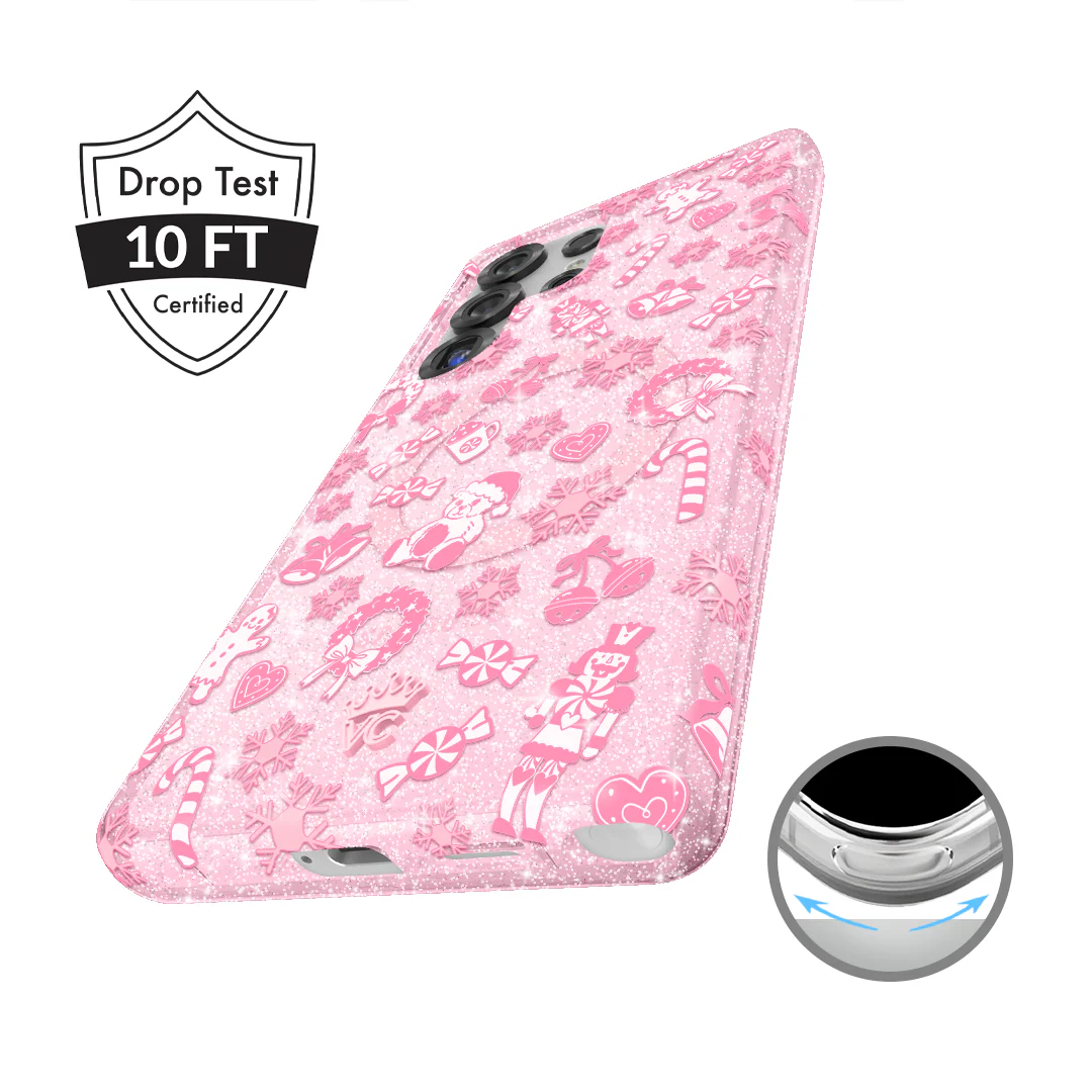 Pink Christmas Glitter Samsung Case - Image 2