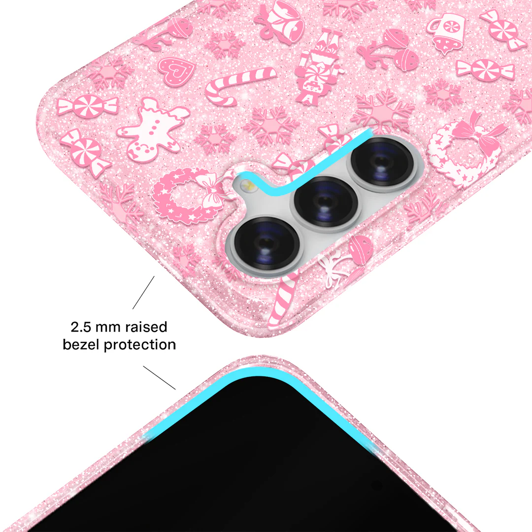 Pink Christmas Glitter Samsung Case - Image 23