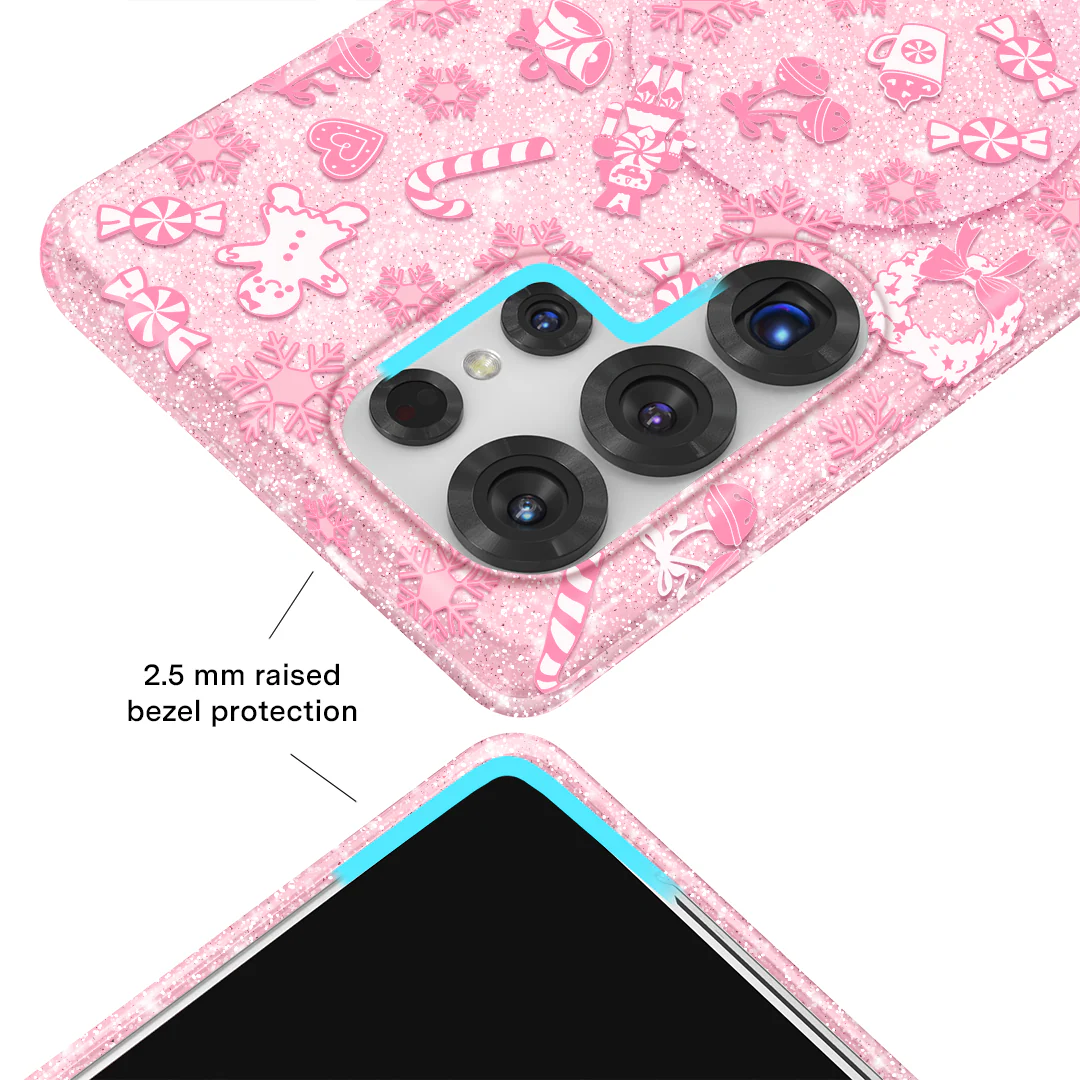 Pink Christmas Glitter Samsung Case - Image 3