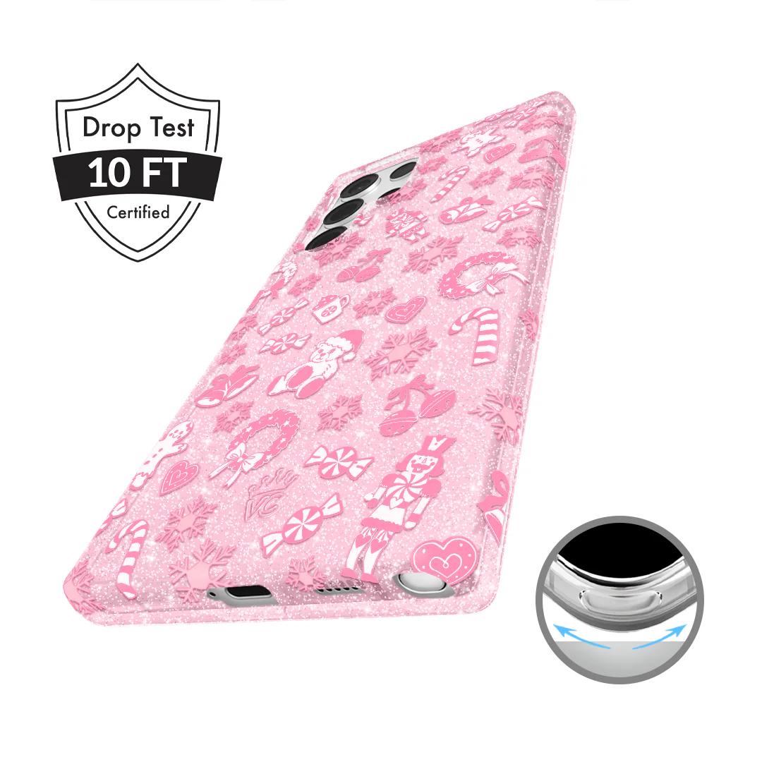 Pink Christmas Glitter Samsung Case - Image 32