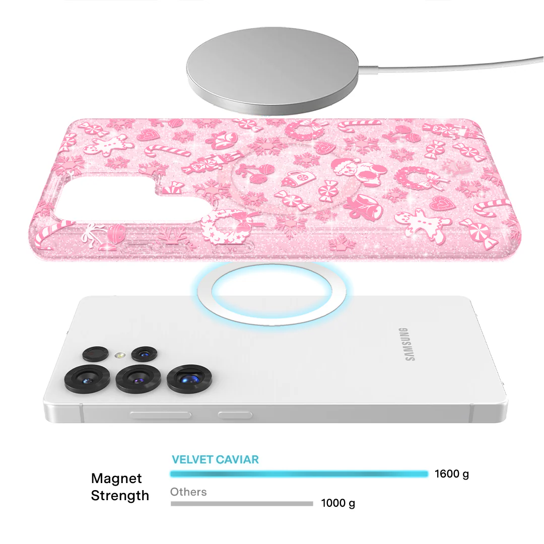 Pink Christmas Glitter Samsung Case - Image 4