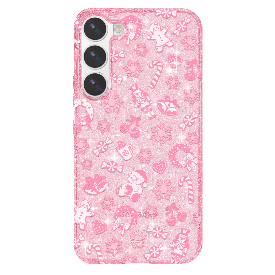 Pink Christmas Glitter Samsung Case - Image 41