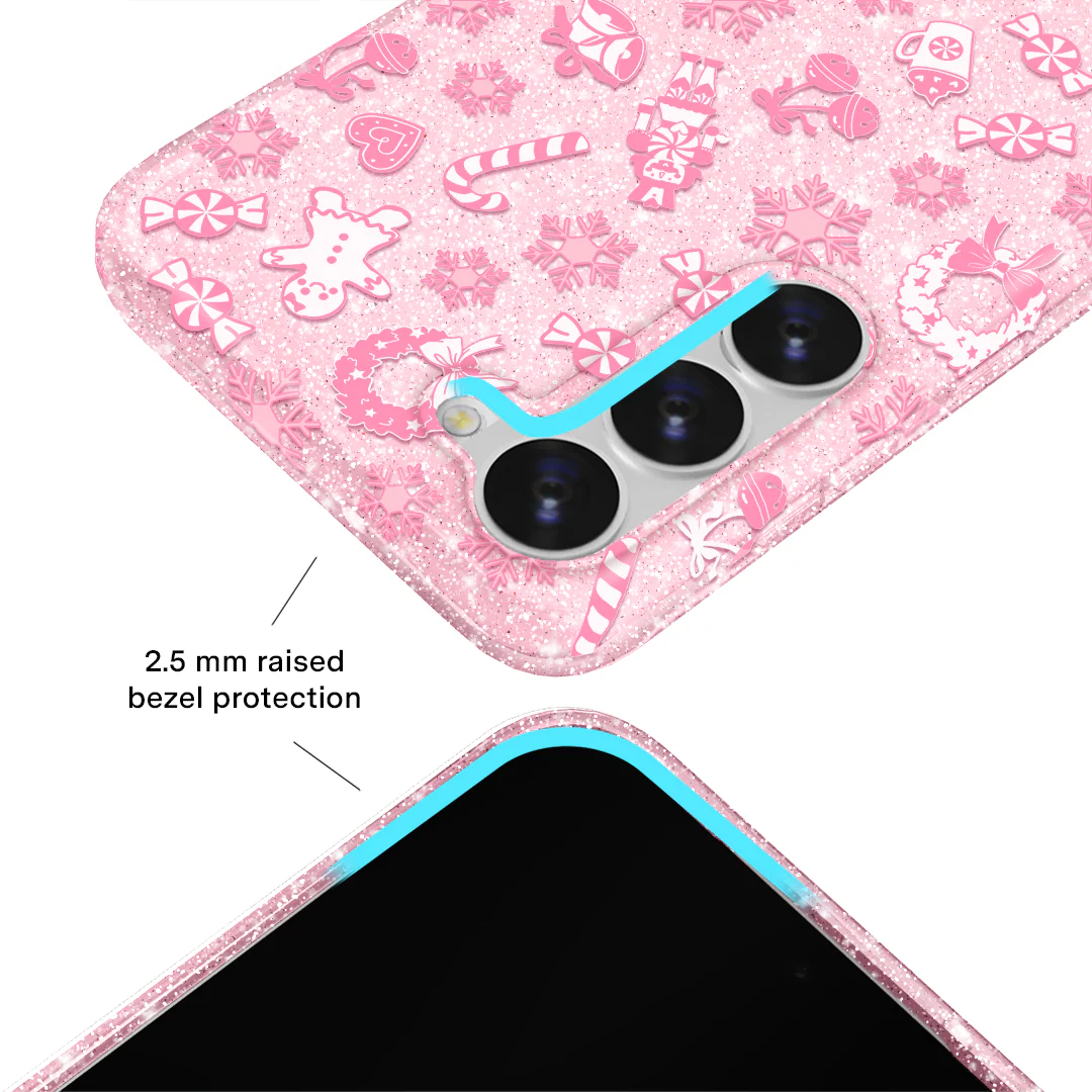 Pink Christmas Glitter Samsung Case - Image 43