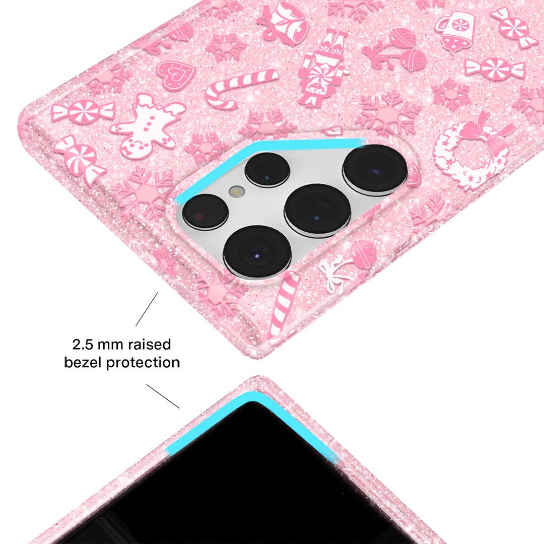 Pink Christmas Glitter Samsung Case - Image 48