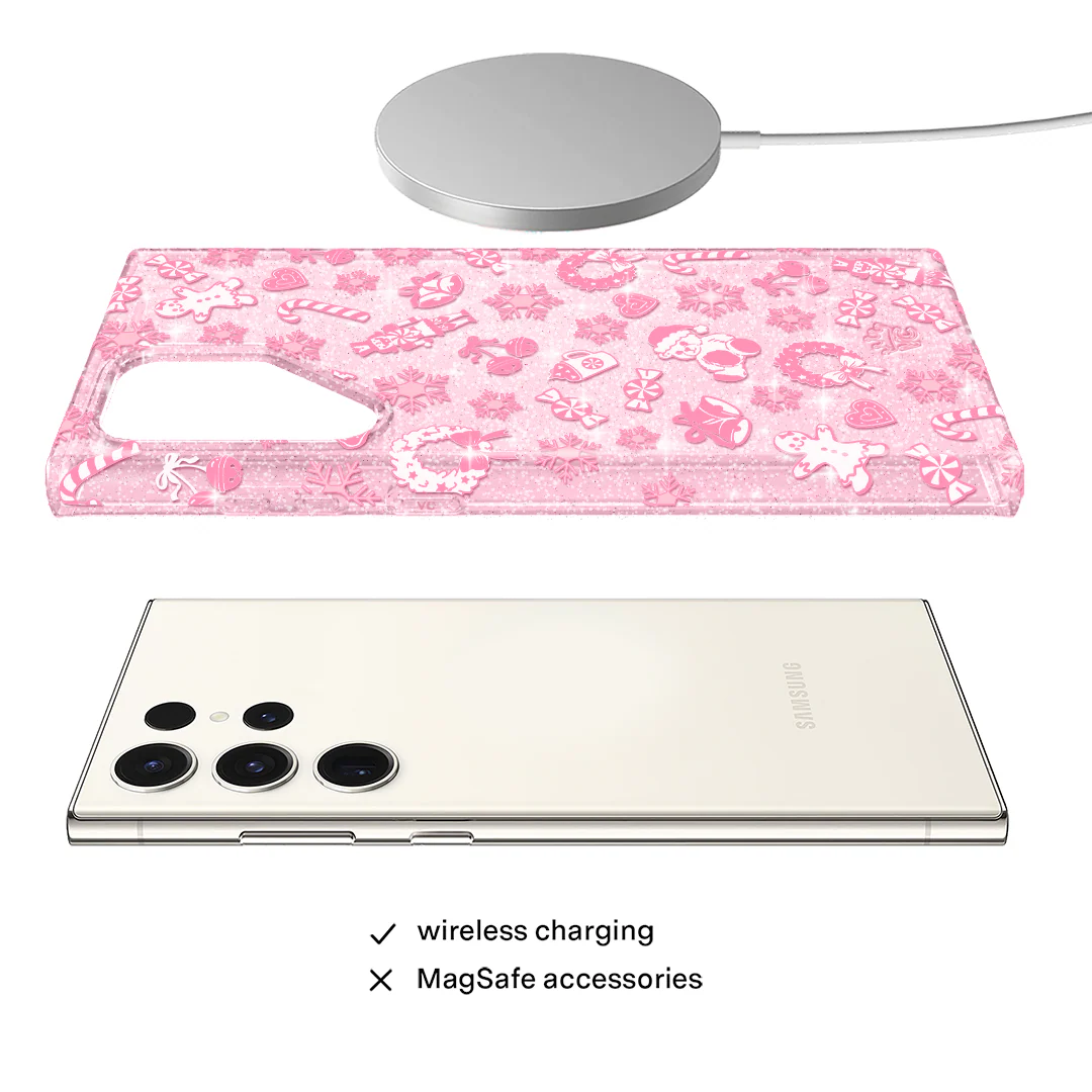 Pink Christmas Glitter Samsung Case - Image 49
