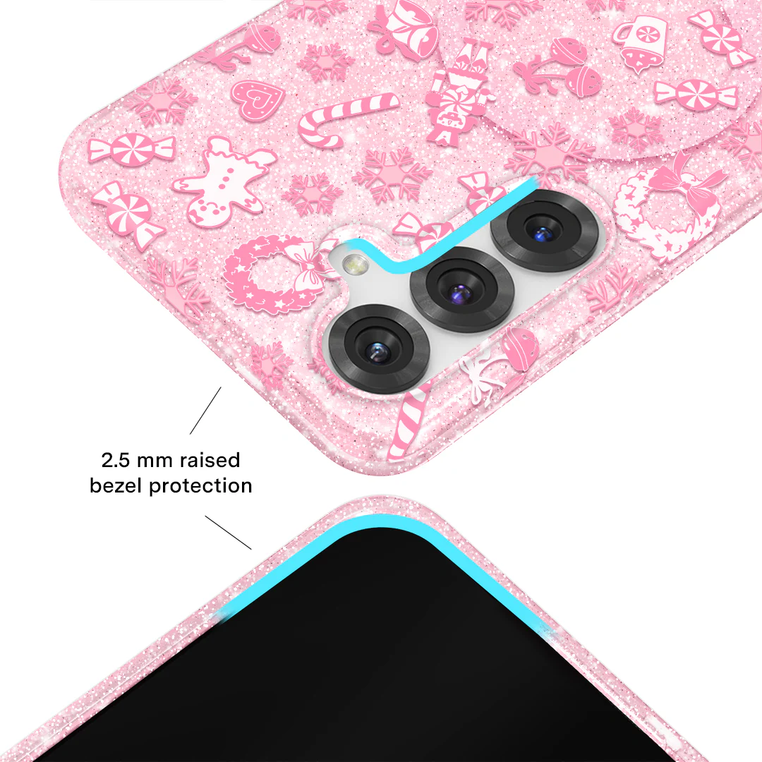 Pink Christmas Glitter Samsung Case - Image 8