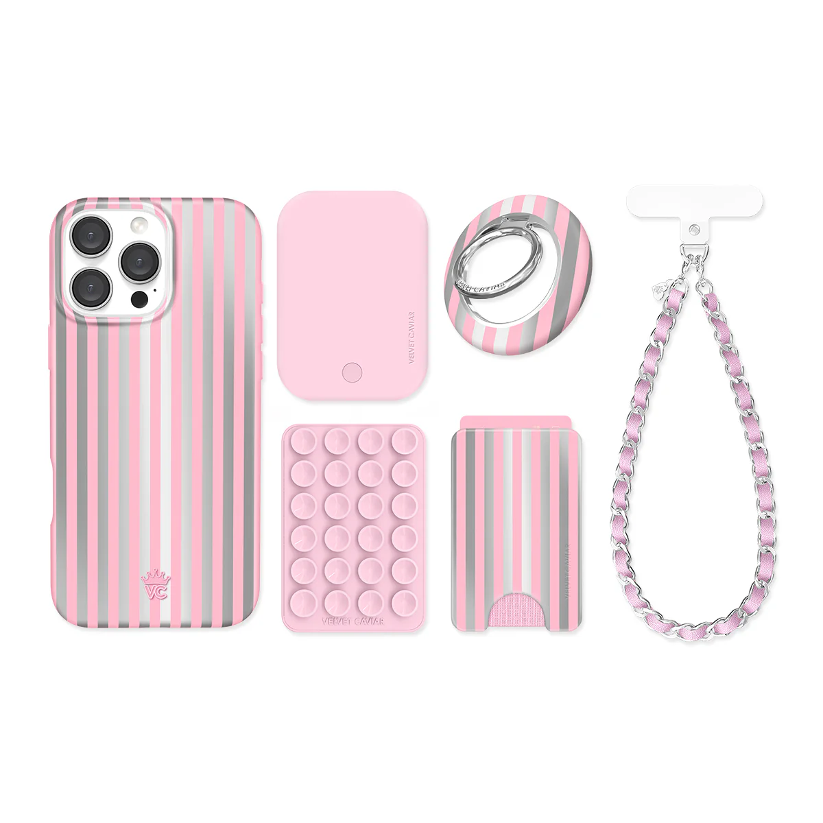 Pink Chrome Stripes iPhone Bundle Set - Image 14