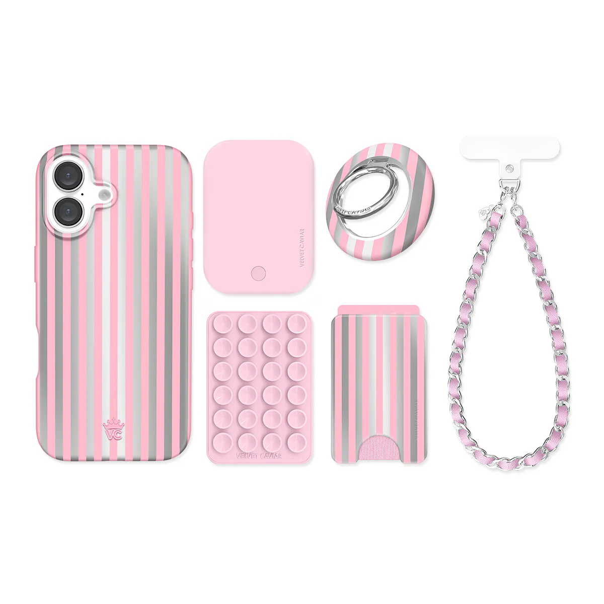 Pink Chrome Stripes iPhone Bundle Set - Image 16