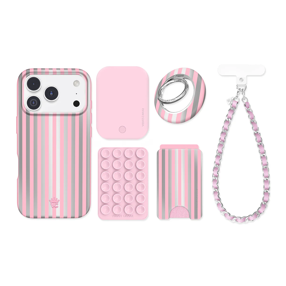 Pink Chrome Stripes iPhone Bundle Set - Image 2