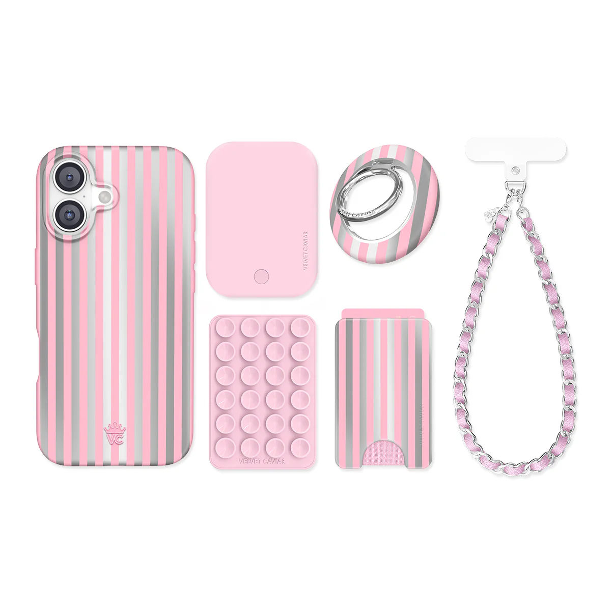 Pink Chrome Stripes iPhone Bundle Set - Image 3