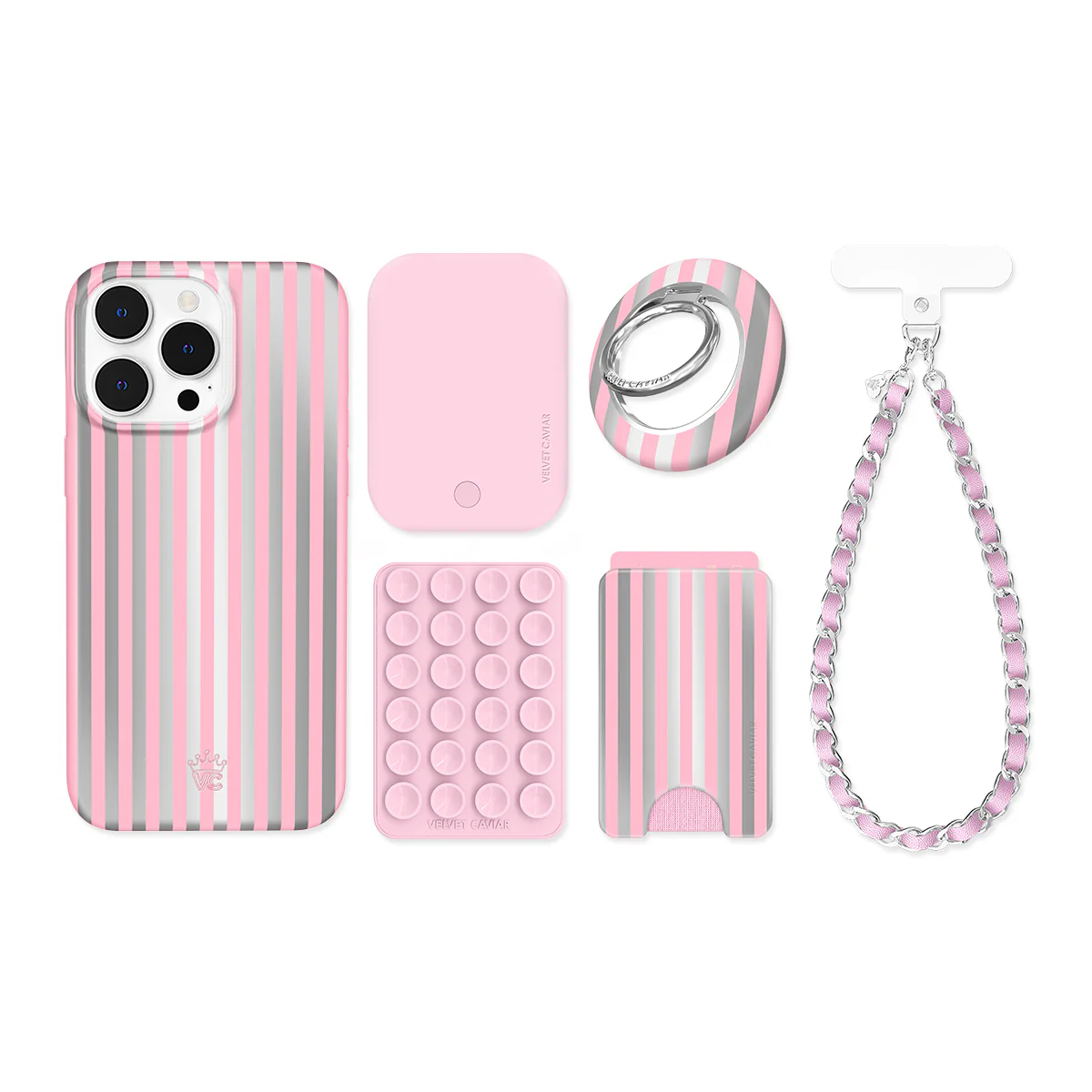 Pink Chrome Stripes iPhone Bundle Set - Image 6